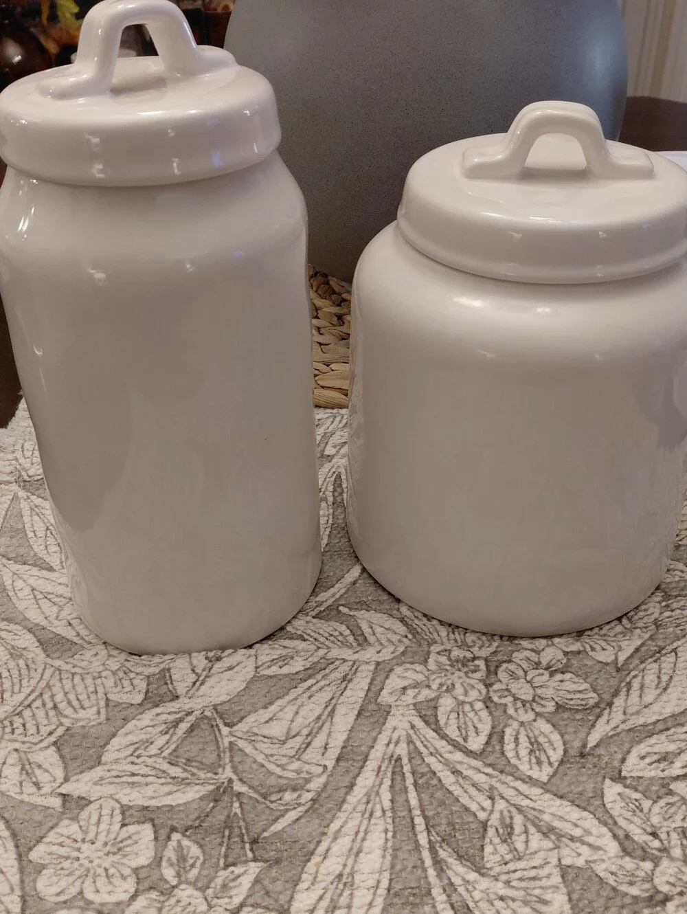 Rae Dunn Bundle 2 White Pieces Pottery Canisters Grandmas Kitchen Coffee Cottage